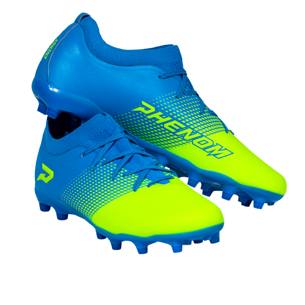 Quantum Energy Flag Football Cleats - Columbia Blue & Slime Phenom Elite Brand