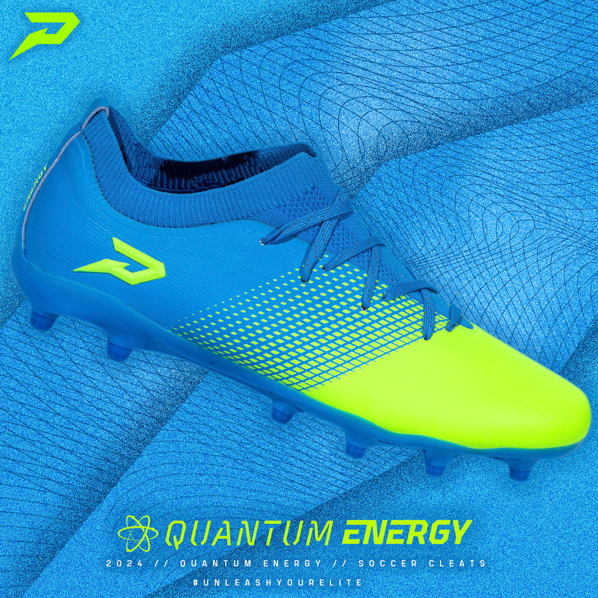 Quantum Energy Flag Football Cleats - Columbia Blue & Slime Phenom Elite Brand