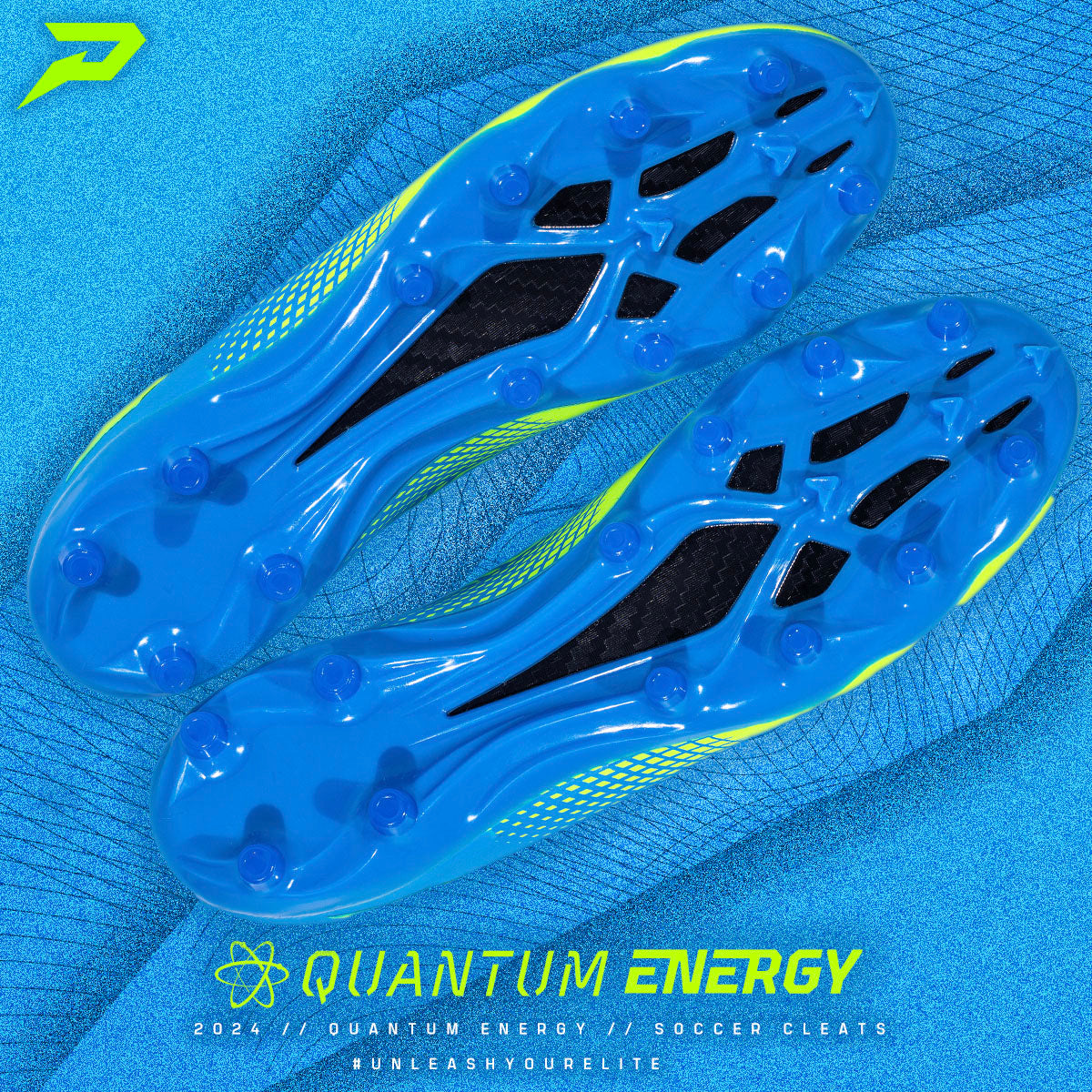 Quantum Energy Flag Football Cleats - Columbia Blue & Slime Phenom Elite Brand