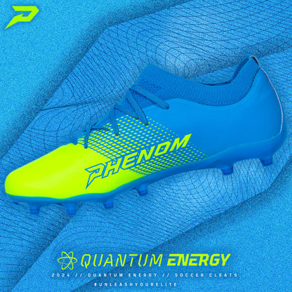 Quantum Energy Flag Football Cleats - Columbia Blue & Slime Phenom Elite Brand