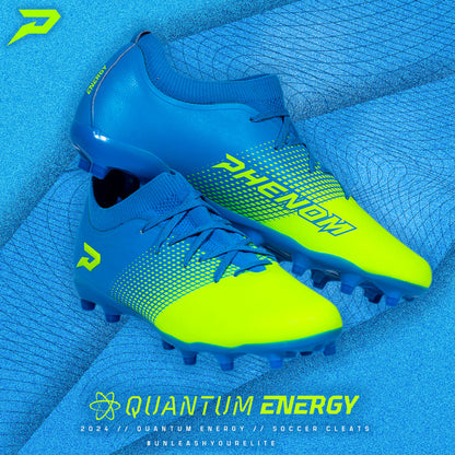 Quantum Energy Flag Football Cleats - Columbia Blue & Slime Phenom Elite Brand