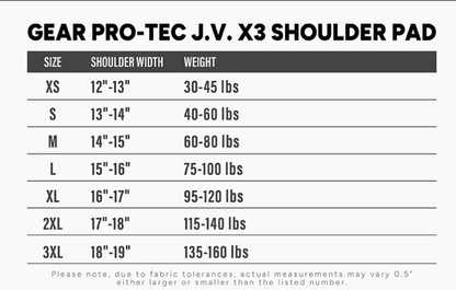 Gear Pro-Tec J.V. X3 Shoulder Pads for Youth and Middle School Gear Pro-Tec