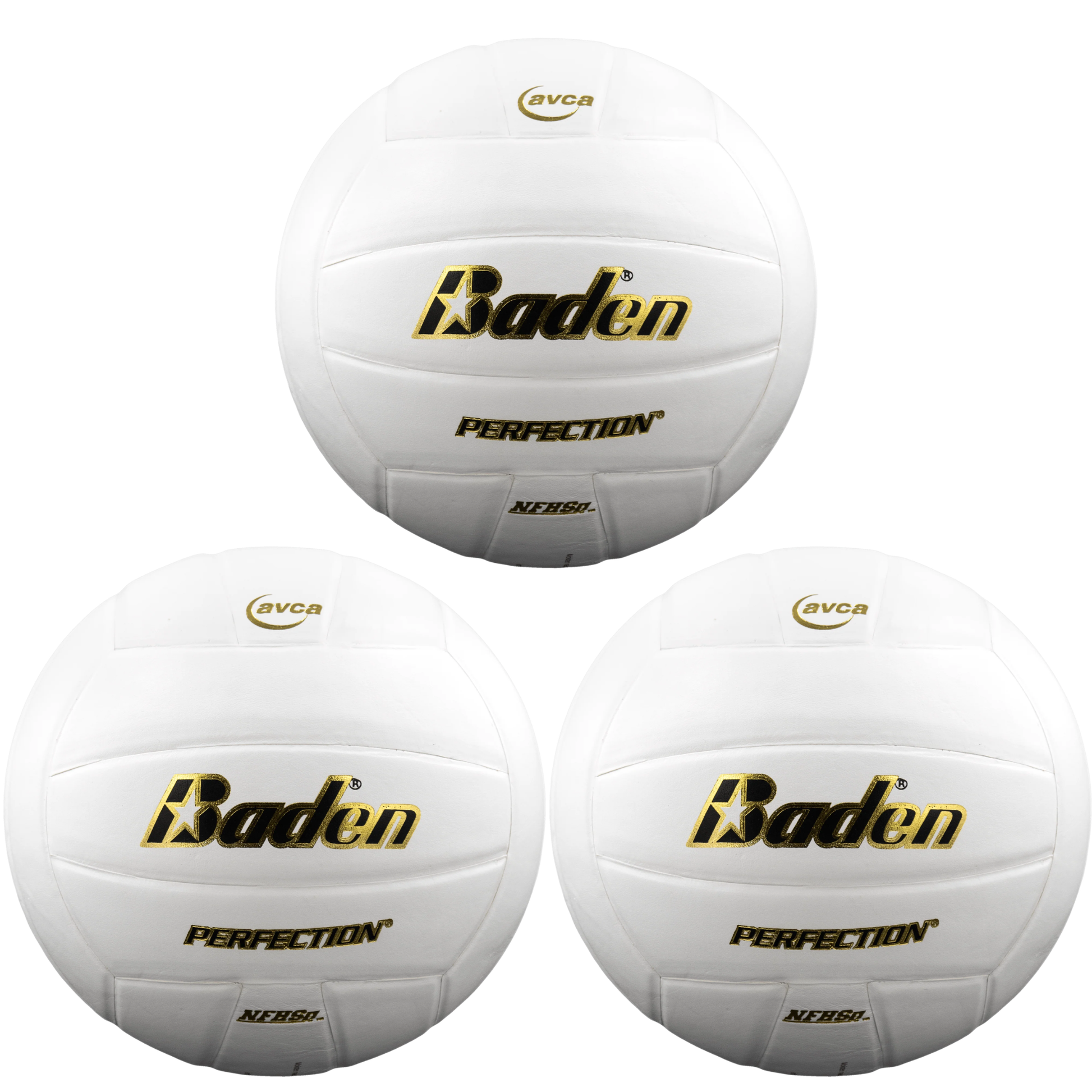 Baden Perfection Volleyball NFHS White (3 Pack Bundle) Baden
