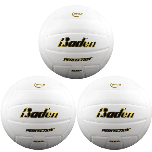 Baden Perfection Volleyball NFHS White (3 Pack Bundle) Baden