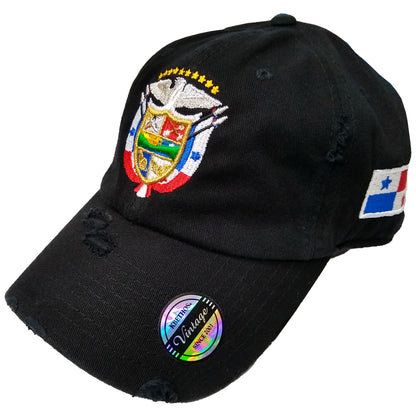 Vintage Panama Hats with Embroidered Panama Shield and Flag Peligro Sports