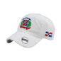 Dominican Republic Embroidered Vintage Dad Hat – Distressed Adjustable Cotton Baseball Cap with Dominican Shield Flag Peligro Sports