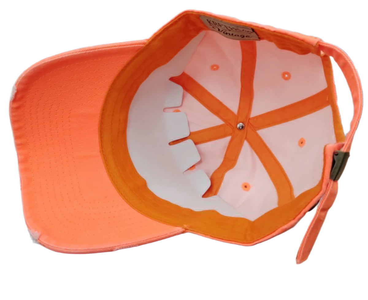 Vintage Adjustable Dominican Shield Neon Orange Hats Peligro Sports