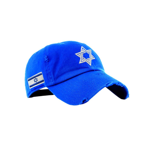 Vintage Royal Blue Hat with Embroidered Star of David - Unisex Peligro Sports
