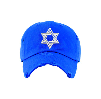 Vintage Royal Blue Hat with Embroidered Star of David - Unisex Peligro Sports
