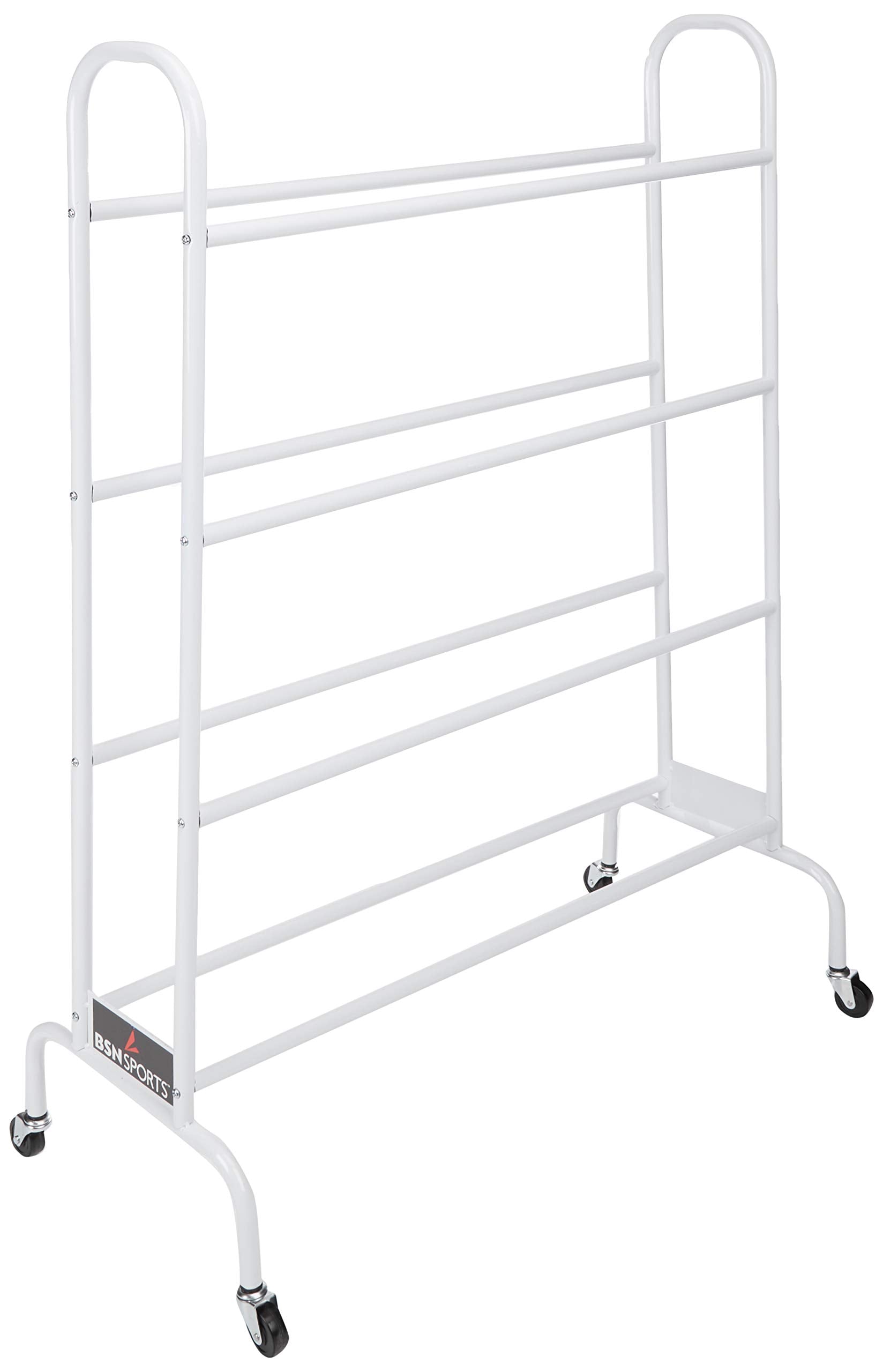 Basketball Storage Ball Cart Wide Base White Holds 12 Balls - MCI SPORTS