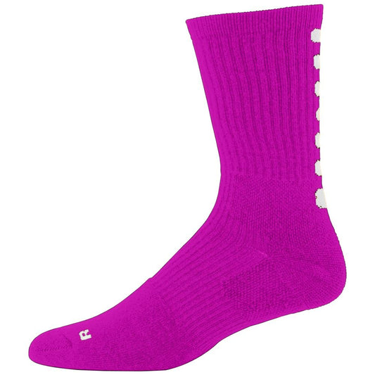 Augusta Color Block Crew Sock 13-15 Power Pink/White - MCI SPORTS