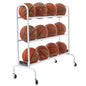 Basketball Storage Ball Cart Wide Base White Holds 12 Balls - MCI SPORTS