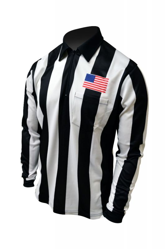 Honig's 2.25" Ultra Tech Striped Long Sleeve Football/Lacrosse Jersey With Sublimated American Flag On Left Chest Honig's
