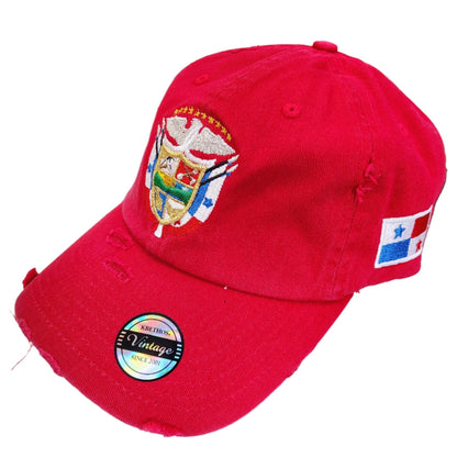 Vintage Panama Hats with Embroidered Panama Shield and Flag Peligro Sports