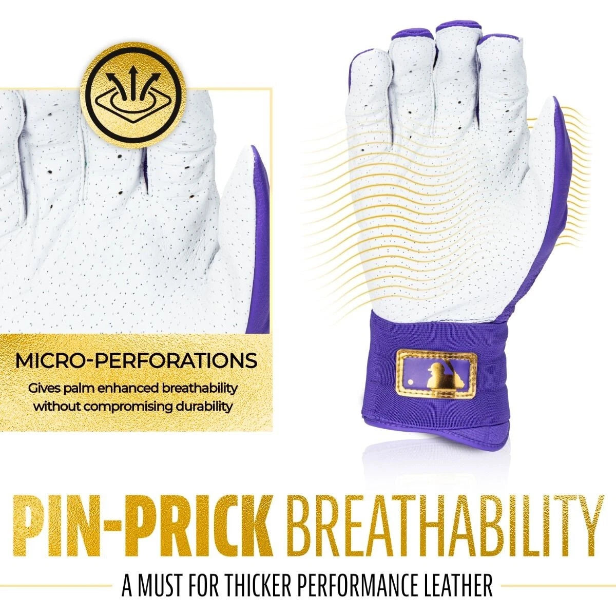 Franklin Infinite Powerstrap Adult Batting Gloves MLB Purple/Gold - MCI SPORTS