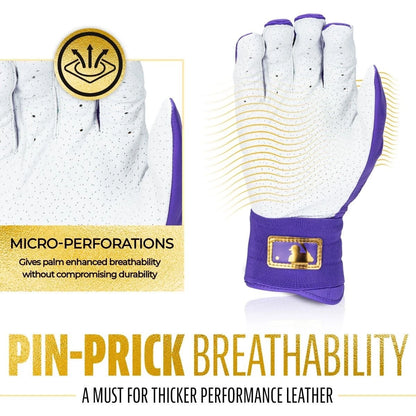 Franklin Infinite Powerstrap Adult Batting Gloves MLB Purple/Gold - MCI SPORTS