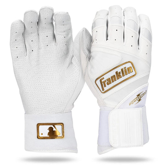 Franklin Infinite Powerstrap Adult Batting Gloves MLB White/Gold - MCI SPORTS