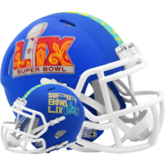 Super Bowl 59 Mini Speed Football Helmet Flat Royal Blue - NFL Break4Sports & Collectibles, LLC