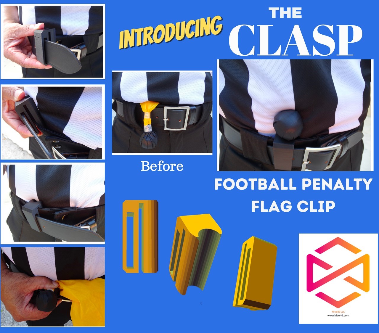 The Clasp - Football Penalty Flag Belt Clip Honig's
