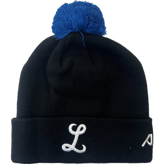 Official - Licey Black Skully Beanie (L) Hat with Pom Pom Peligro Sports