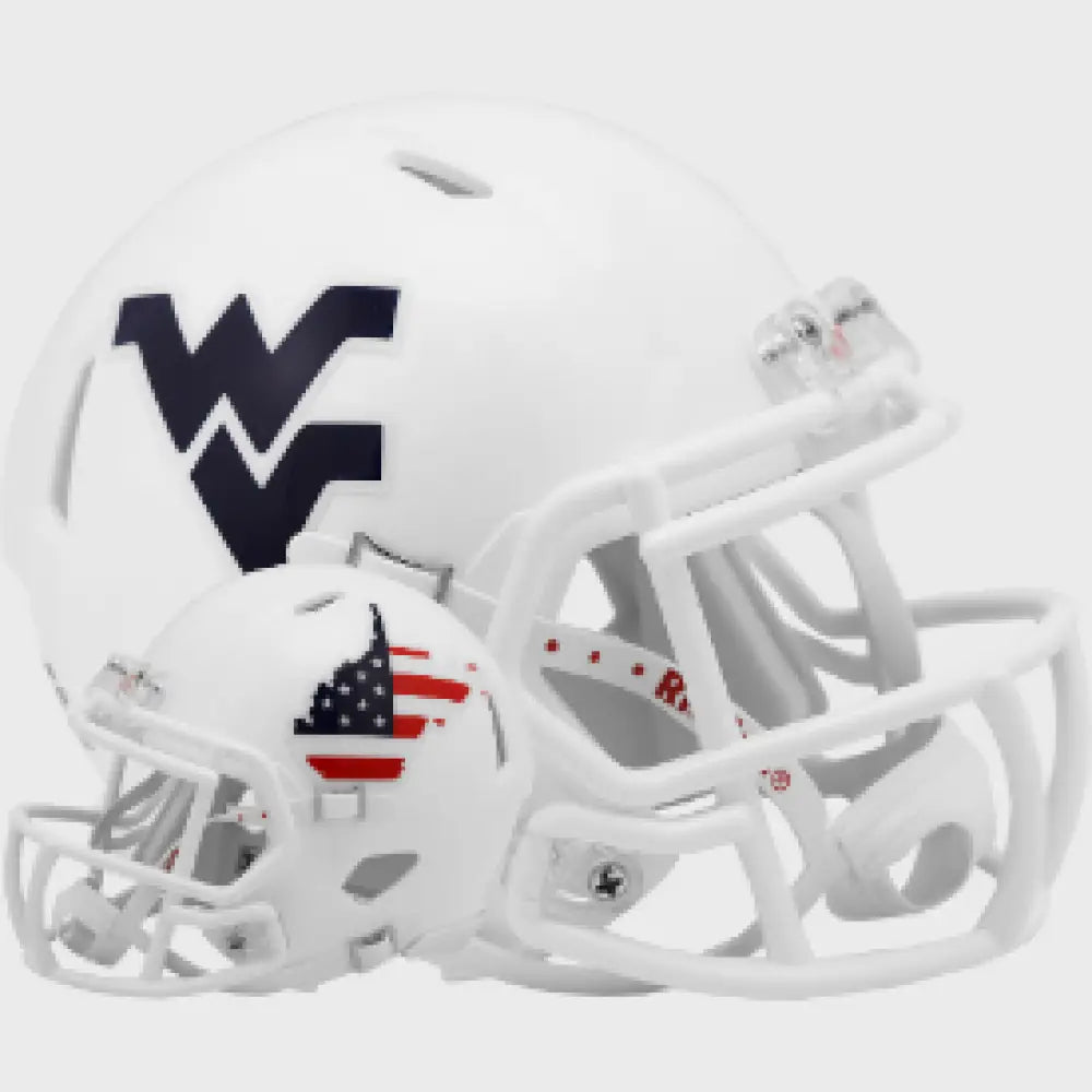 West Virginia Mountaineers NCAA Mini Speed Football Helmet Stars and Stripes NCAA Break4Sports & Collectibles, LLC